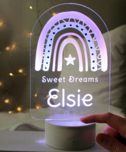 Personalised Pink Rainbow LED Colour Changing Night Light