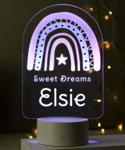 Personalised Pink Rainbow LED Colour Changing Night Light
