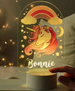 Personalised Pink Unicorn LED Colour Changing Night Light