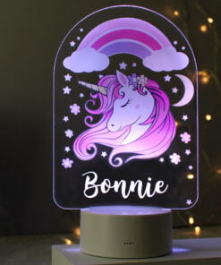 Personalised Pink Unicorn LED Colour Changing Night Light