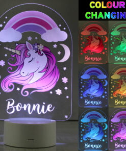 Personalised Pink Unicorn LED Colour Changing Night Light