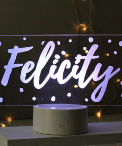 Personalised Polka-dot Name only LED Colour Changing Night Light