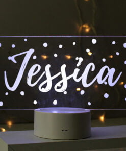 Personalised Polka-dot Name only LED Colour Changing Night Light