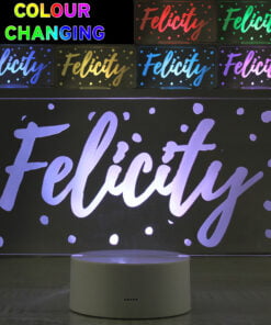 Personalised Polka-dot Name only LED Colour Changing Night Light