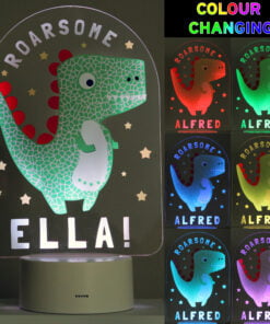 Personalised Roarsome Dinosaur LED Colour Changing Night Light