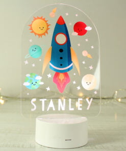 Personalised Space Rocket LED Colour Changing Night Light