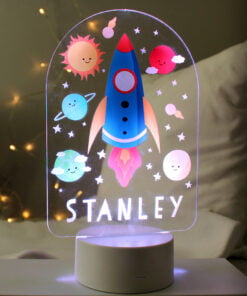 Personalised Space Rocket LED Colour Changing Night Light