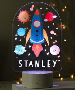Personalised Space Rocket LED Colour Changing Night Light