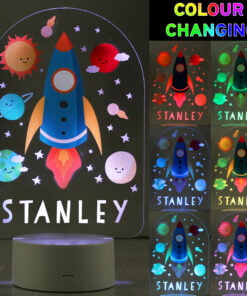Personalised Space Rocket LED Colour Changing Night Light