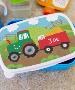 Personalised Tractor Name Only Blue Lunch Box