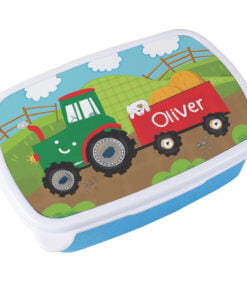 Personalised Tractor Name Only Blue Lunch Box