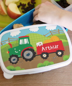 Personalised Tractor Name Only Blue Lunch Box
