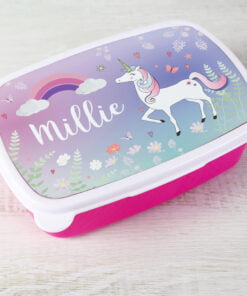 Personalised Unicorn Name Only Pink Lunch Box