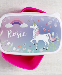 Personalised Unicorn Name Only Pink Lunch Box