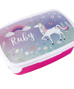 Personalised Unicorn Name Only Pink Lunch Box