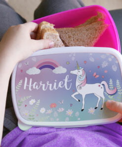 Personalised Unicorn Name Only Pink Lunch Box