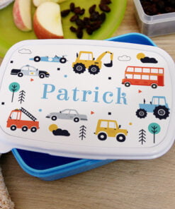 Personalised Vehicles Name Only Blue Lunch Box