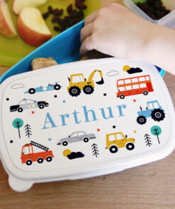 Personalised Vehicles Name Only Blue Lunch Box
