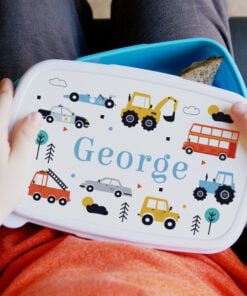 Personalised Vehicles Name Only Blue Lunch Box