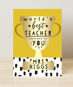Personalised World’s Best Teacher Trophy Greeting Card