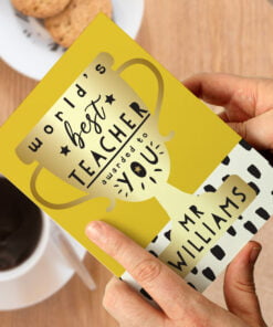 Personalised World’s Best Teacher Trophy Greeting Card