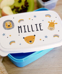Personalised Zoo Name Only Blue Lunch Box