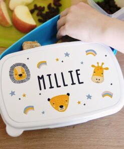 Personalised Zoo Name Only Blue Lunch Box
