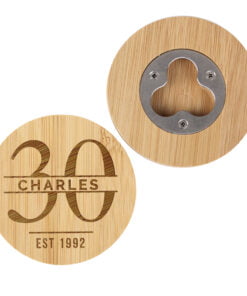 Personalised Big Age Bamboo Bottle Opener Coaster
