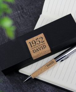 Personalised Large Date & Name Cork Pen Set