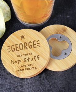 Personalised Star Bamboo Bottle Opener Coaster