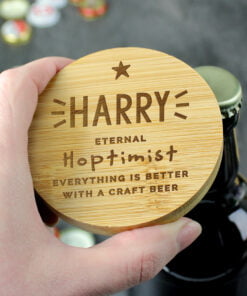 Personalised Star Bamboo Bottle Opener Coaster