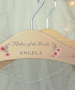 Personalised Pink Floral Wooden Hanger