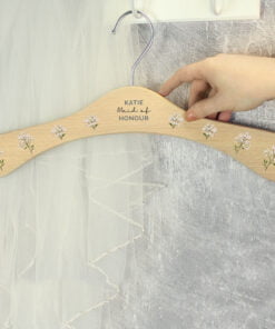 Personalised White Floral Wooden Hanger