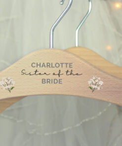 Personalised White Floral Wooden Hanger